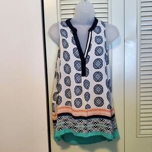 Vanessa Virginia Silk Sleeveless Tunic Top, Medium